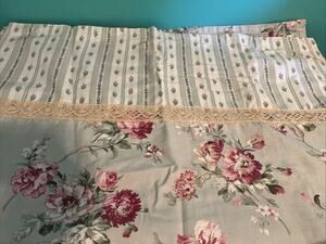 Vintage Saturday Knight Ltd Cotton Shower Curtain Shabby Chic Floral Stripe
